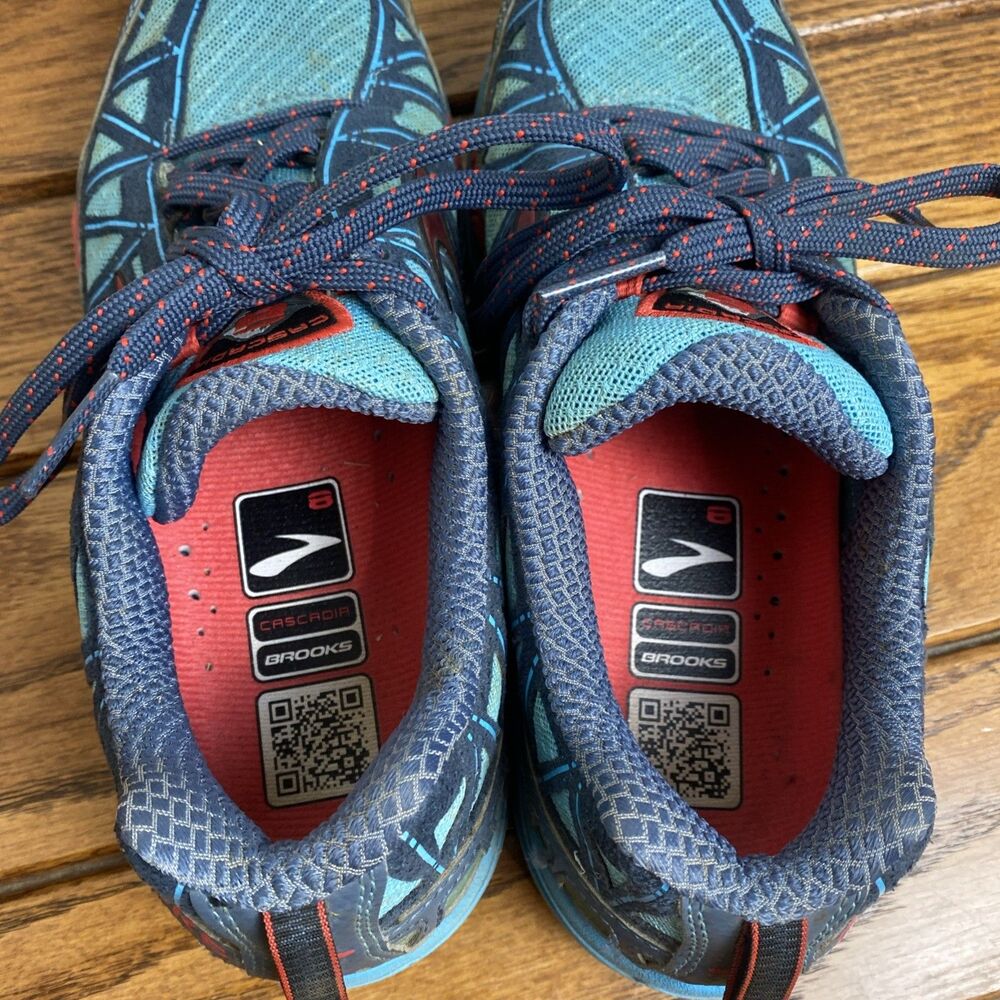 Brooks Cascadia 8 Trail Running Shoes Blue Orange Low Top Size 7 Womens US - Picture 5 of 7